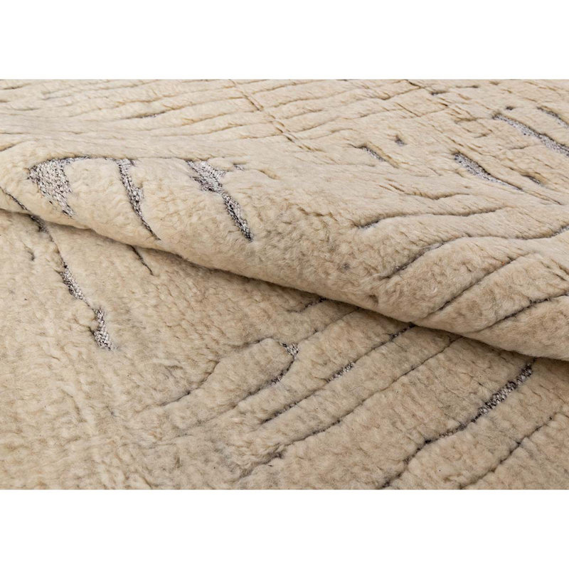 Tapis brun / gris en laine noué à la main, Rectangle 8 pi x 10 pi