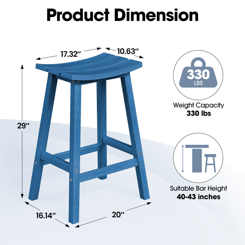 Tabouret de comptoir de cuisine Backless, Marine, 29"