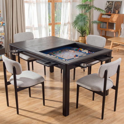 Table de jeu en bois massif pour 4 personnes