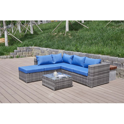 6 pièces Canapé de patio avec coussins