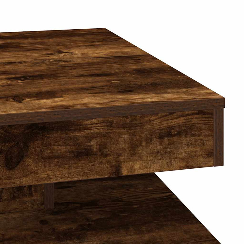 Coffee Table with Storage, 34.5" H x 70" L x 70" W, Smoked Oak