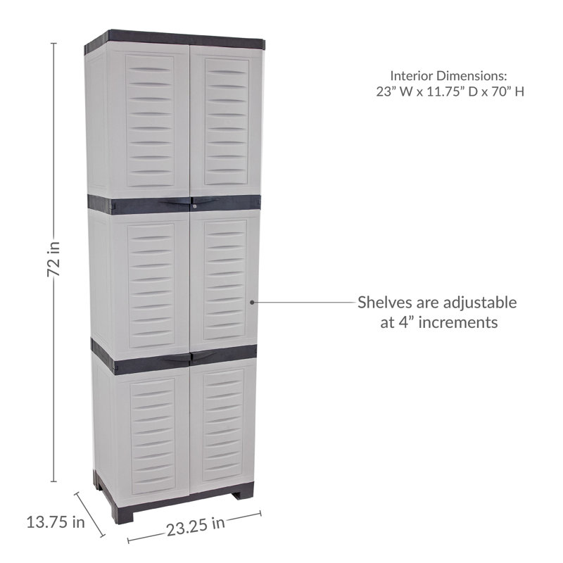 Armoire de rangement verrouillable avec 4 tablettes réglables - 71 po (1,8 m), Gris / bordure gris anthracite