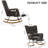 Modern Tufted Teddy Fleece Rocking Chair with Side Pocket, Glider Chair for Nursery & Living Room, Comfy Upholstered Rocker with Wood Sled Base& Metal Frame (Gray With Footrest)-836650993