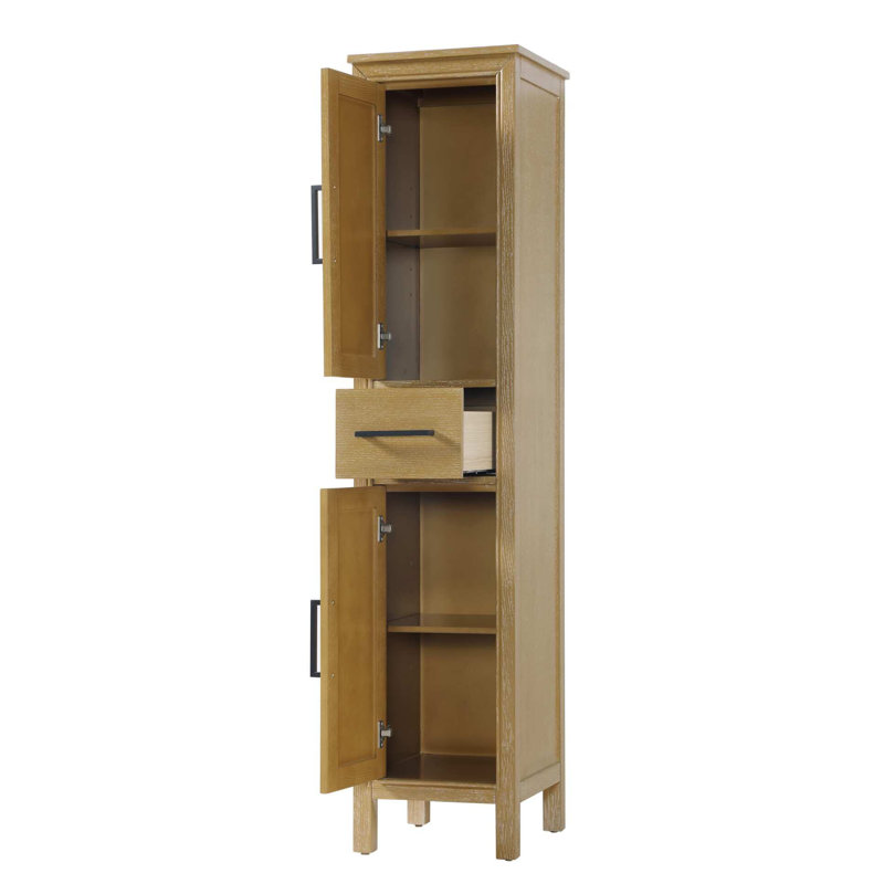 16 Inch Bath Storage Cabinet in Linen Oak, 72" H x 16" W x 72" D, Linen Oak