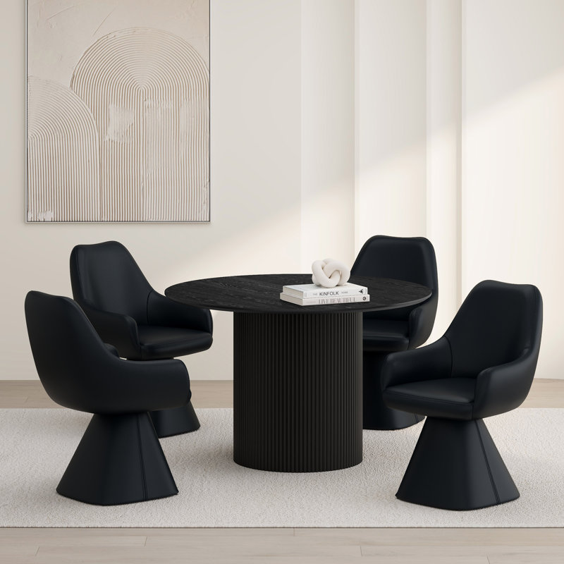 Ensemble de salle à manger 5 pièces - Table noire avec chaise noire