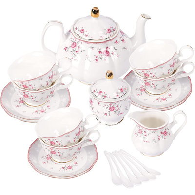 Mercer41 Earp 860 mL Stovetop Safe Porcelain China Teapot Set Teapot For
