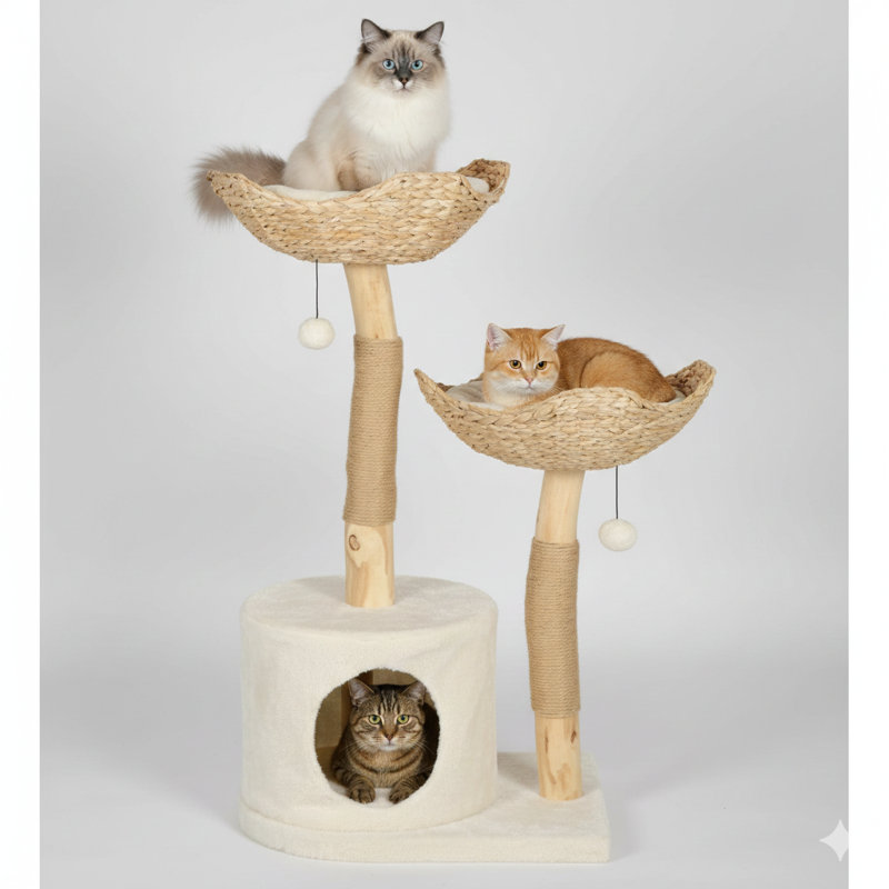 Arbre à chat, arbre à chat équipé de poteaux à griffer