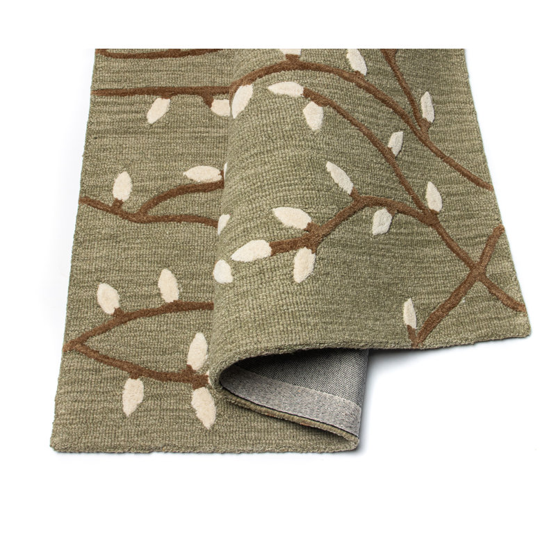 Tapis floral en laine tissé à la main Armelinda, Rectangle 3 pi 6 po x 5 pi 6 po