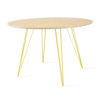 Williams Walnut Round Metal Base Dining Table