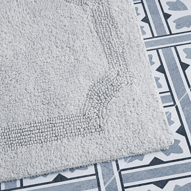 Laura Ashley Light Gray Reversible Cotton Bath Rug 17" x 24"