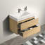 Meuble-lavabo de 30 po au fini chêne naturel avec lavabo lisse et étagère de rangement murale