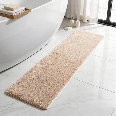 Bathroom Runner Rugs, Ultra Soft Long Bath Mat Machine Washable Super Absorbent Quick Dry Bathroom Runner Rug 16 x 60 Non Slip, Beige 16" x 60"