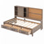 Lit de jour simple avec tablettes de rangement, planche de liège, ports USB et 3 tiroirs-1199004707