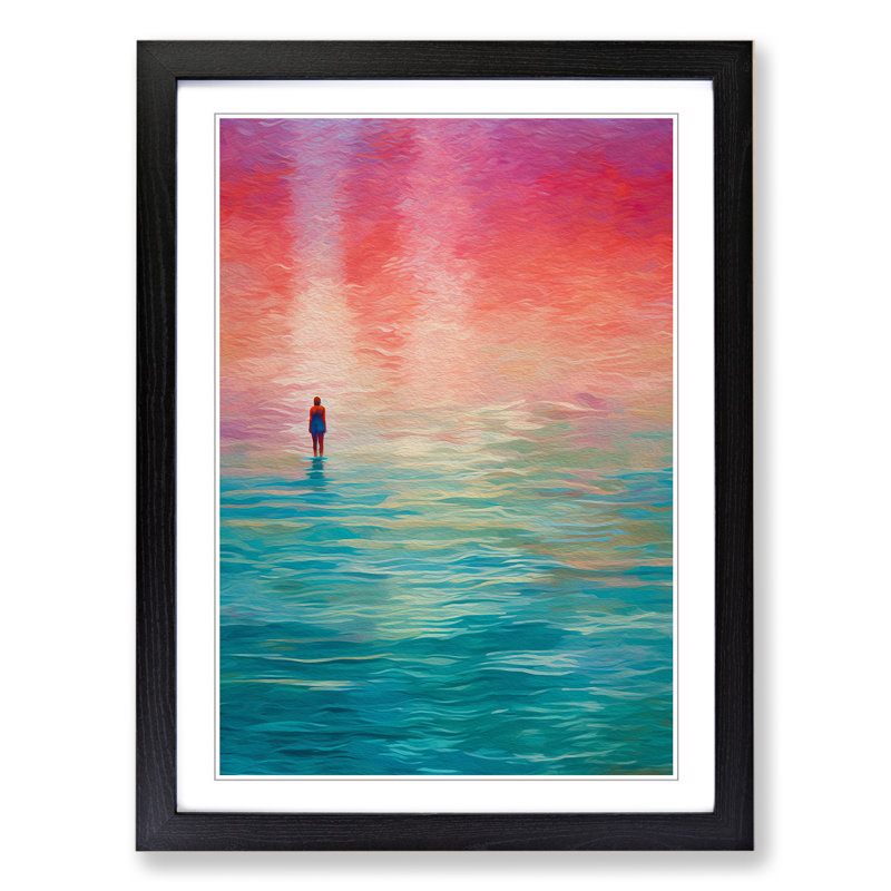 Swimming Colour Field Art - Framed Print, Black Framed, 46cm H x 34cm W