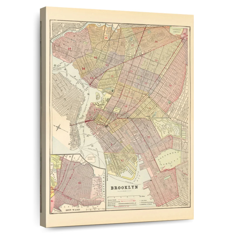 Aliaz Map Of Brooklyn, 39" H x 26" W