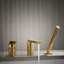 Parallel Single Handle Deck Mount Bath Faucet with Handshower-1391988048