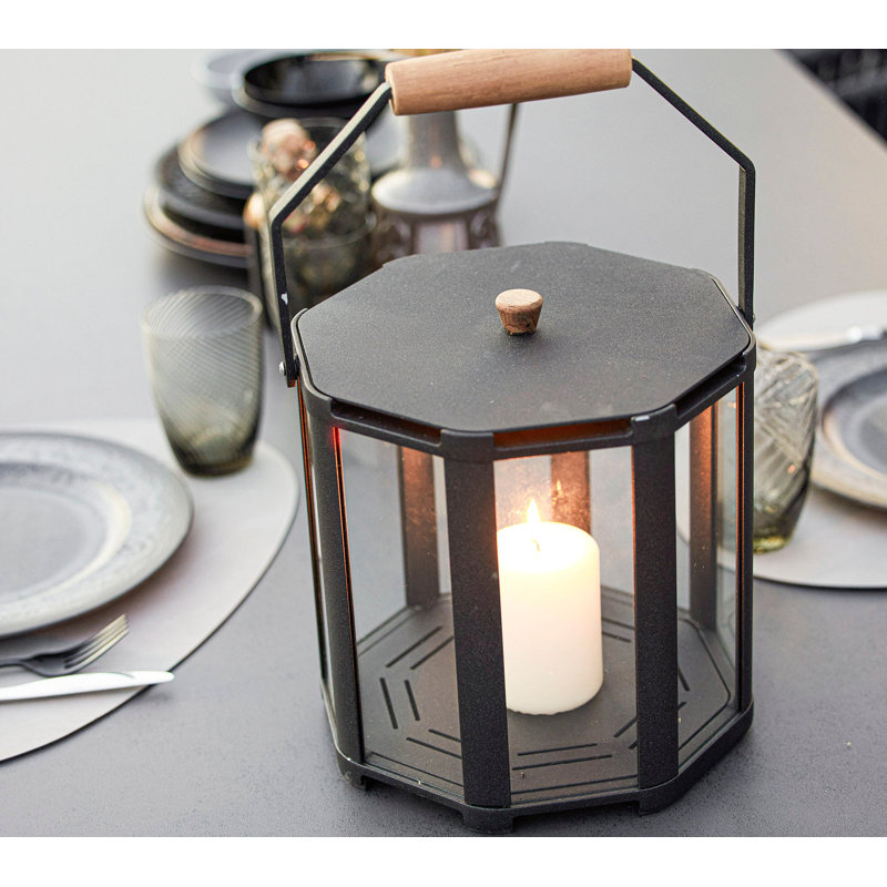 Lightlux Lantern with Teak Handle Extra Small, 10.2" H x 9.8" W x 9.8" D