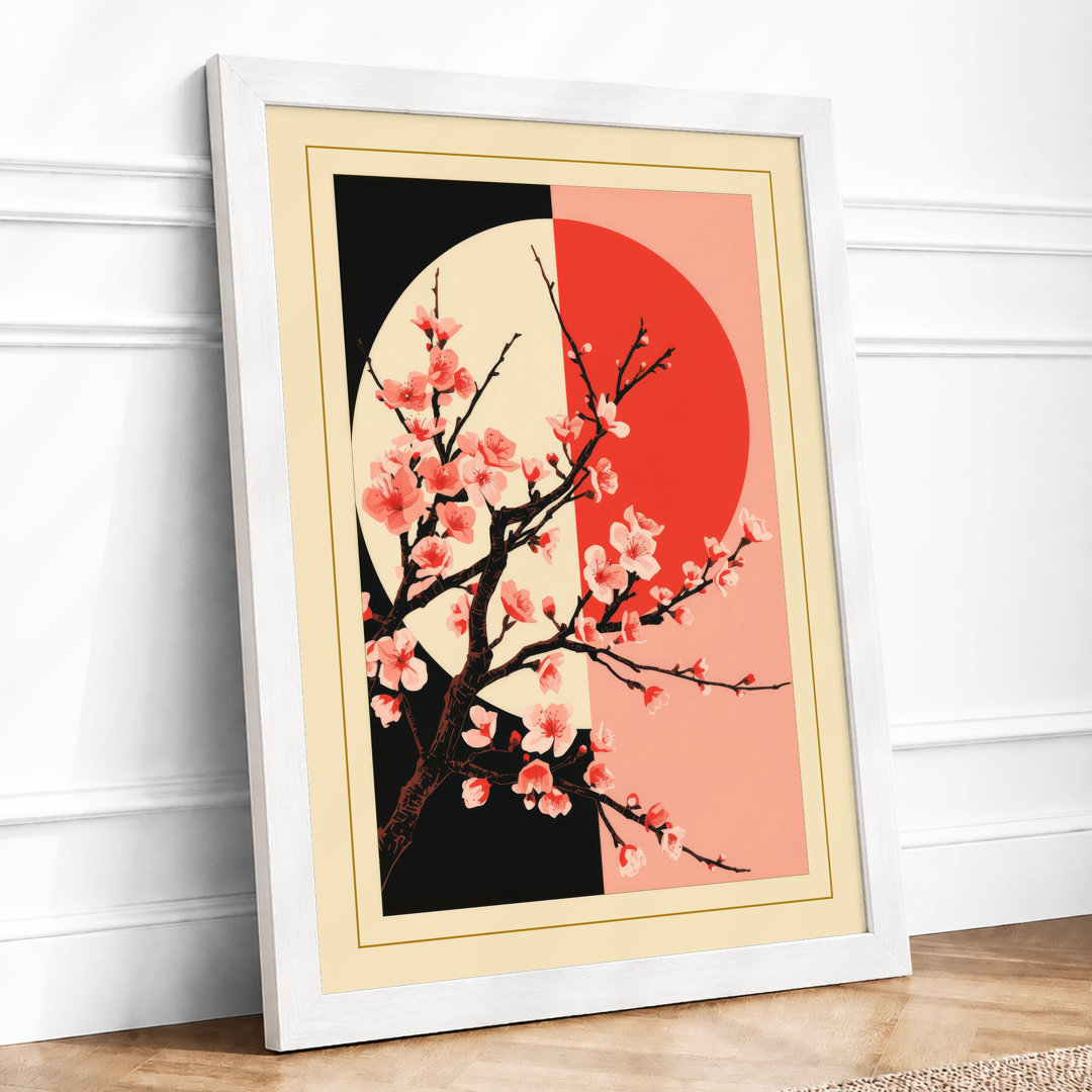 Moonlit Cherry Blossom Japandi - Framed Print