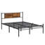 Structure de très grand lit avec tête de lit décorée à panneau de bois noir, structure durable, fonctionnement silencieux, grand espace de rangement, assemblage facile, compatible avec tous les types de matelas avec tête de lit