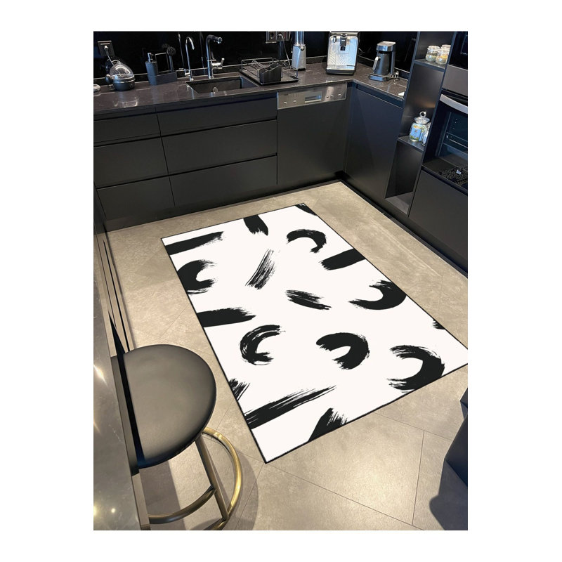 Tapis noir lavable à motif tacheté, Sous-tapis carré 3 pi 3 po inclus
