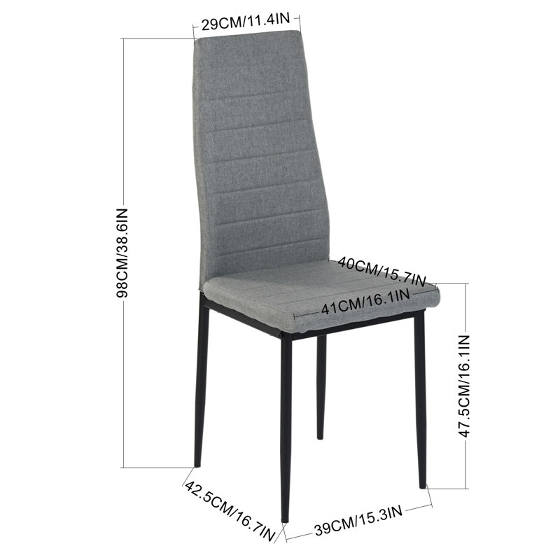 Akir 47.5 cm H Fabric Side Chair, Grey, Black