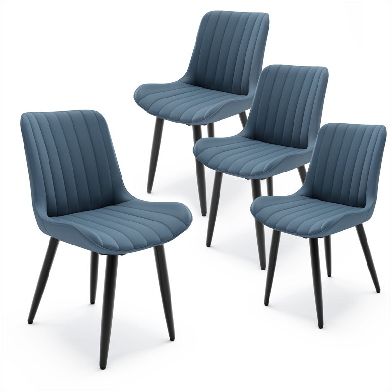 Ensemble de 4 chaises de salle à manger modernes en cuir d'unité centrale + lit de jour double capitonné noir avec tiroirs