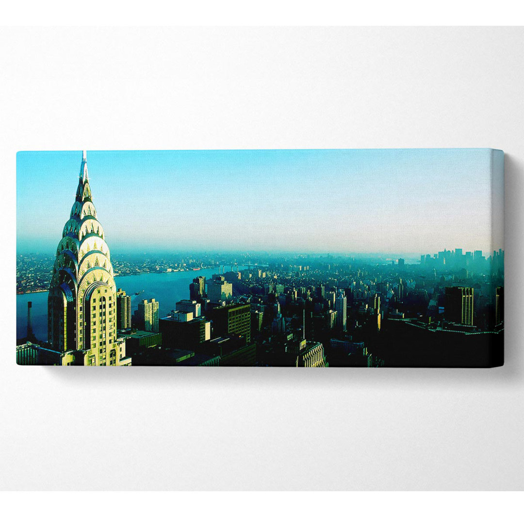 Nyc Empire State Blau Panoramaleinwand