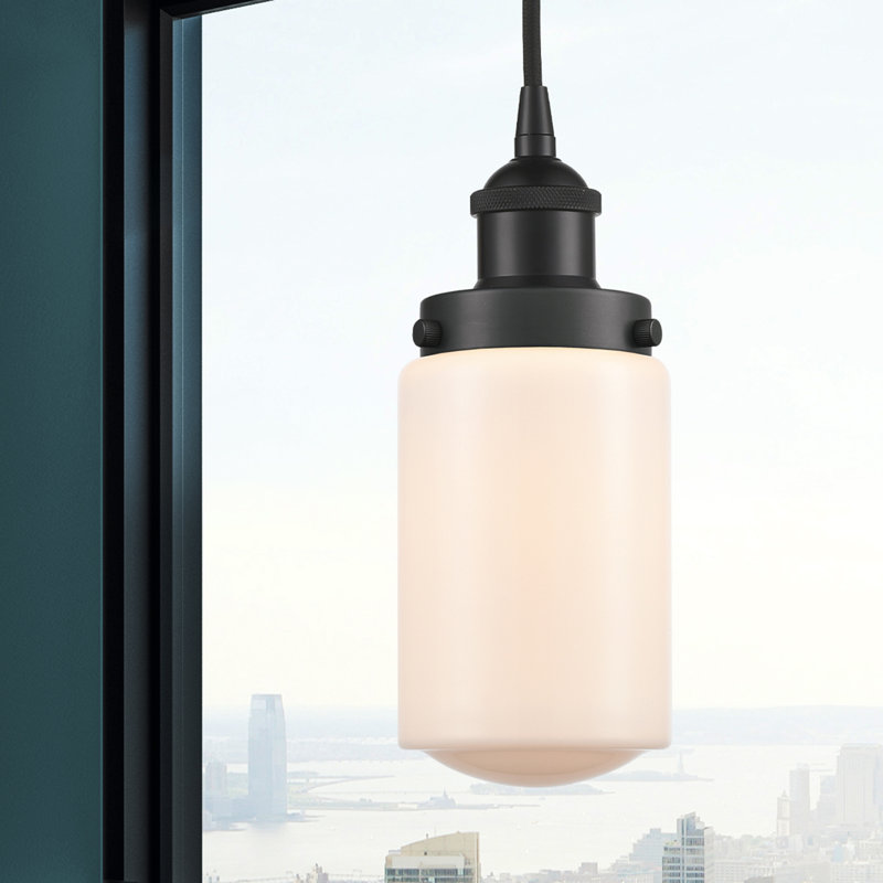 Luminaire suspendu cylindrique à 1 lumière Saroyan, Blanc mat, Noir mat