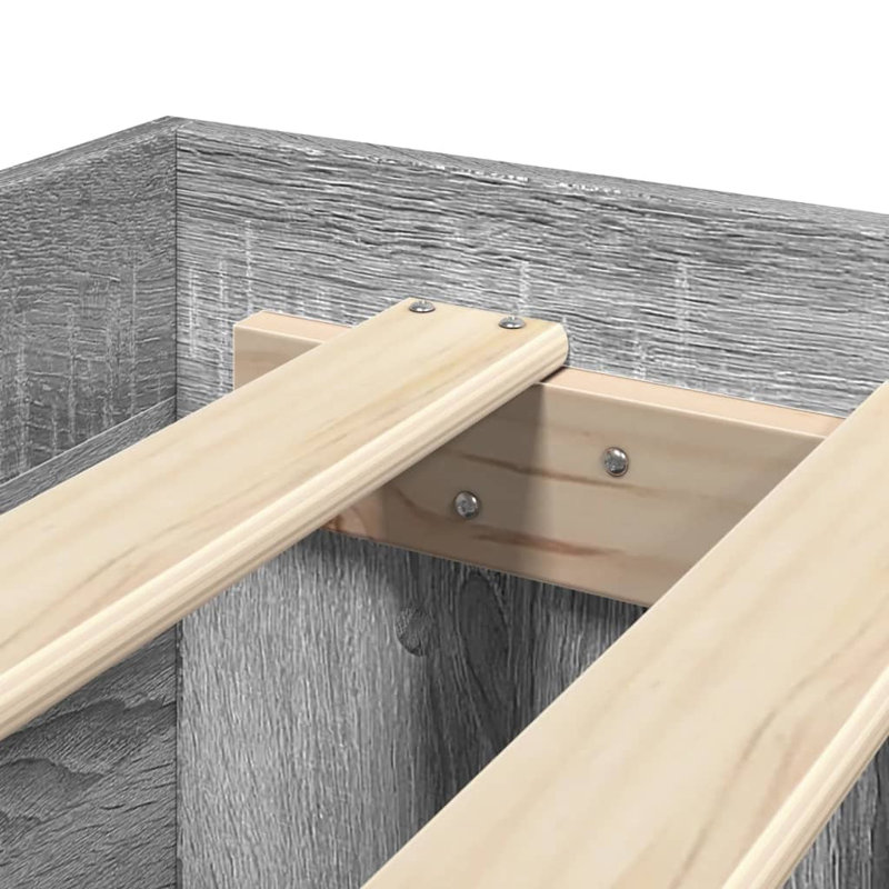 Bed Frame, European Double (140 x 200 cm), Grey Sonoma