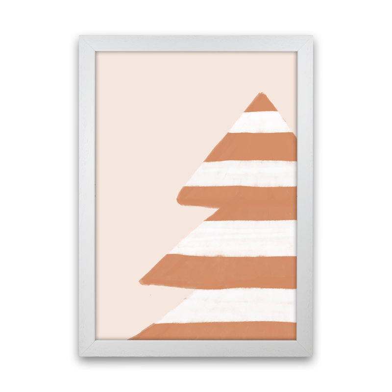Stripey Xmas Tree By Orara - Print, White Framed, 34cm H x 25cm W x 3cm D