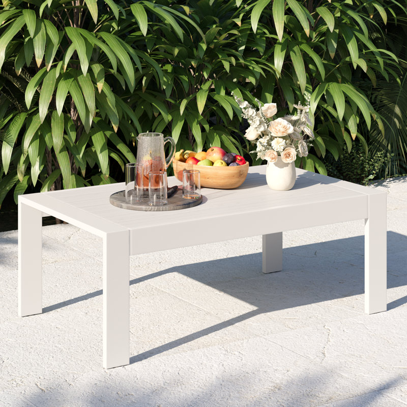 Table basse d'extérieur en aluminium, Blanc