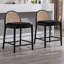 Tabourets de bar modernes avec tabourets de bar rembourrés avec dossier en rotin et pieds en bois-319298045-319298044