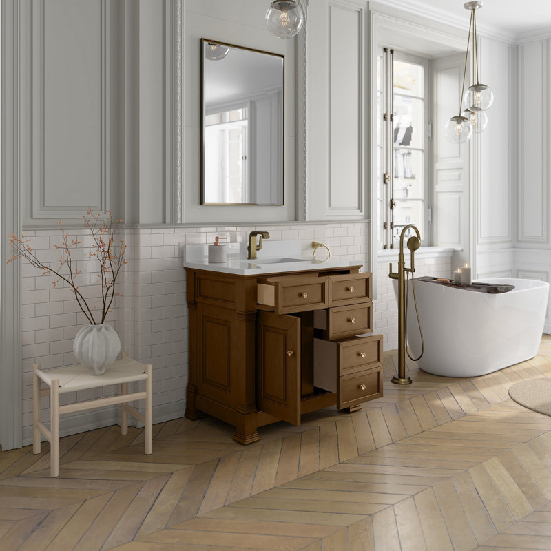 Brookfield 35.75'' W Single Bathroom Vanity Base, Honey Oak