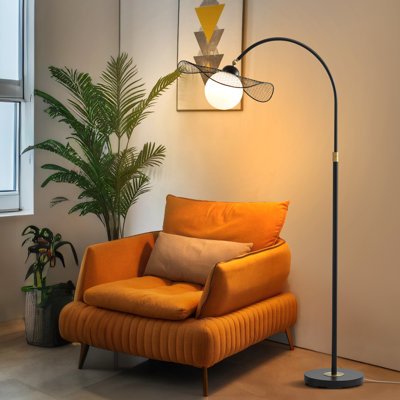 62'' Arched Floor Lamp 180° adjustable globe lampshade with On/Off Foot Switch for Living Room, Reading, Bedroom, Office Bulbs Included