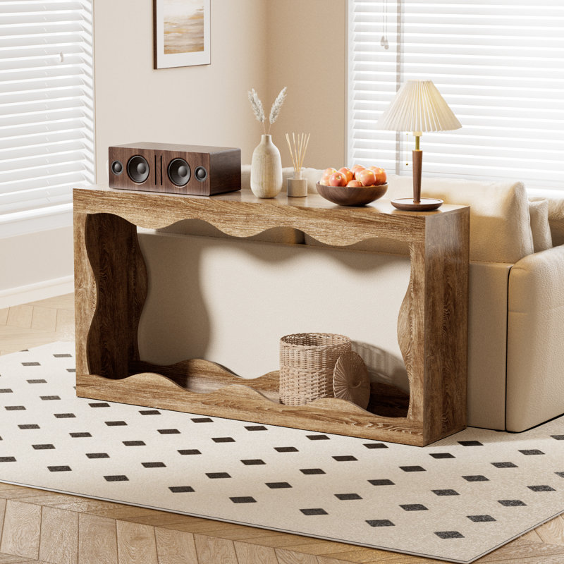 63-Inch Console Table With Storage Space, Walnut