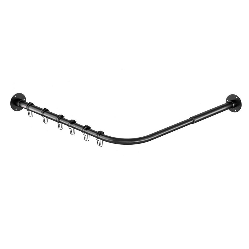 135cm L-Shaped Shower Curtain Pole, Black