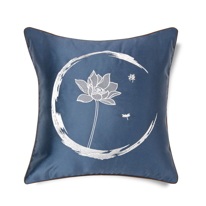 Housse de coussin brodée Zen Lotus