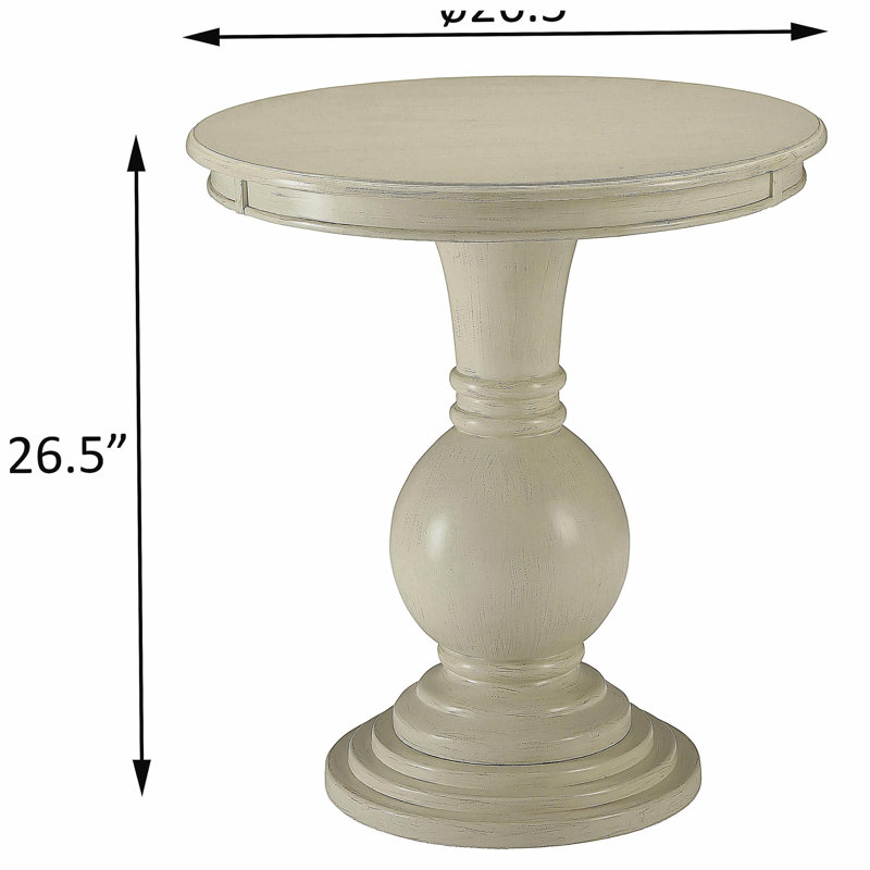 Table à rebord blanc antique avec support, Blanc antique