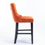 Élégant velours à boutons, pieds en bois massif, haut, de 2 chaises de bar rembourrées orange Mid-Century, capitonnage, accents,-648444349