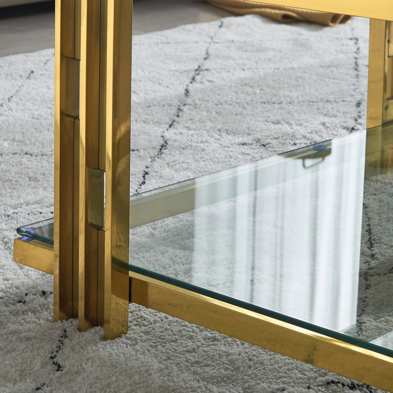 Table basse simple avec plateau en verre, Transparent