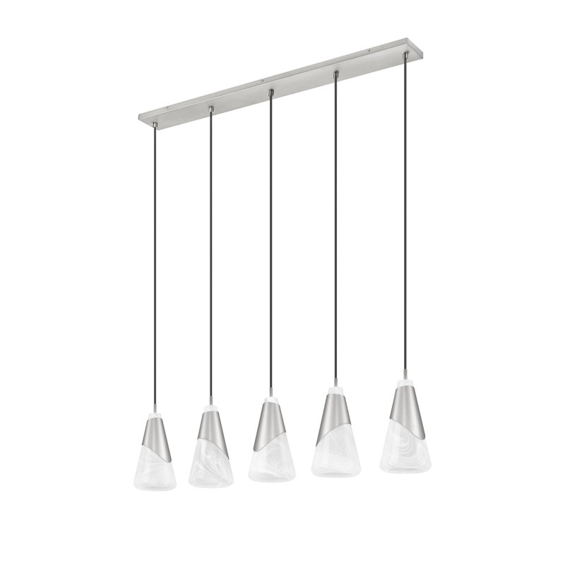 Jamess Linear Chandelier, Brushed Nickel, 5 Lights