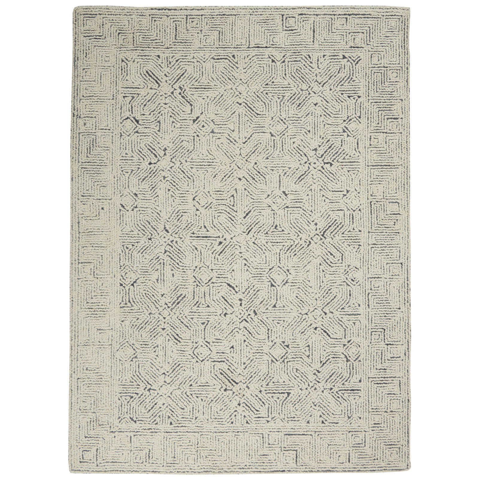 Joseph Wool Navy/Blue/Beige Rug, Rectangle 5'3" x 7'3"