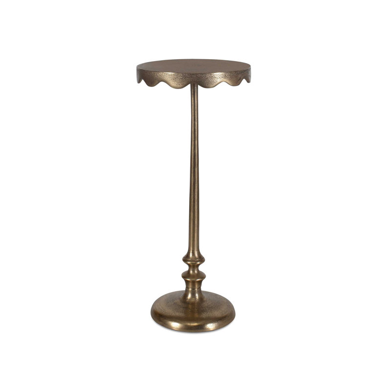 Table d'appoint Viny, plateau arrondi l 10 po, bords festonnés, laiton antique