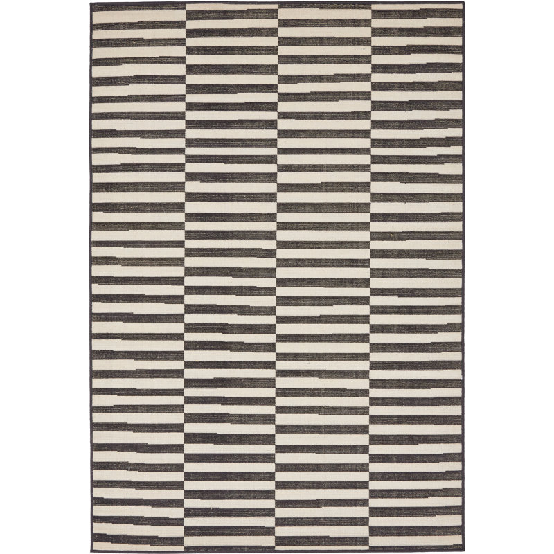 Arzilla Striped Area Rug, Rectangle 4' x 6', Black