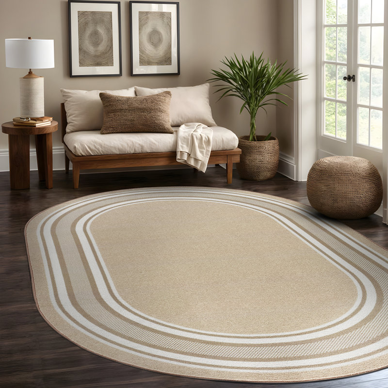 Tapis beige Avigail, Ovale 5 pi x7 pi