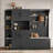 Multifunctional left-right combination hall cabinet (can be used separately) with storage and 4 hooks, storage cabinet/ hall tree 2 in 1 for living room, kitchen and hallway-8062860