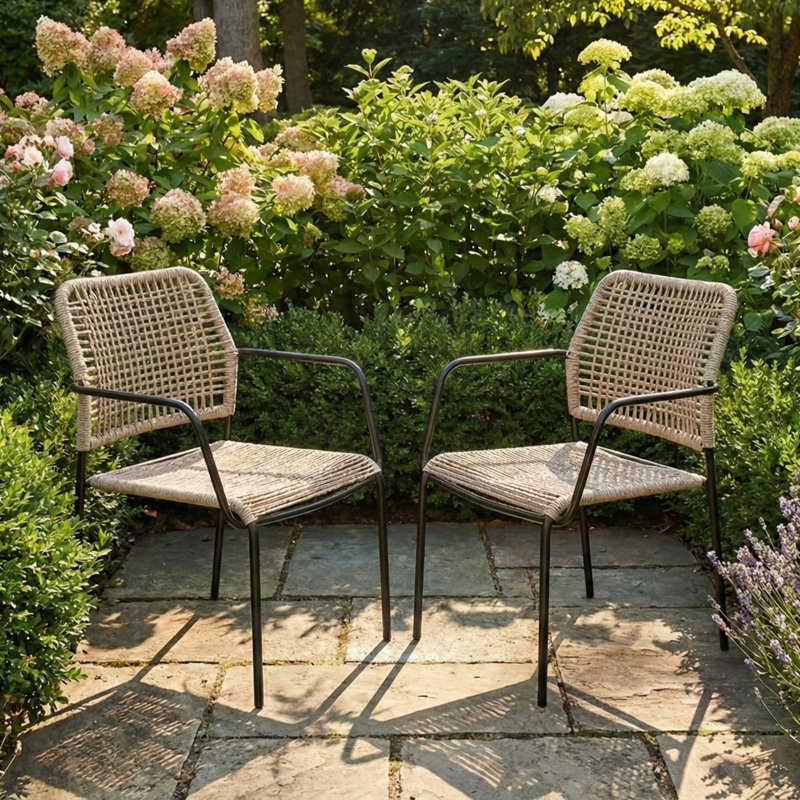 Stacking Patio Dining Armchair, Taupe