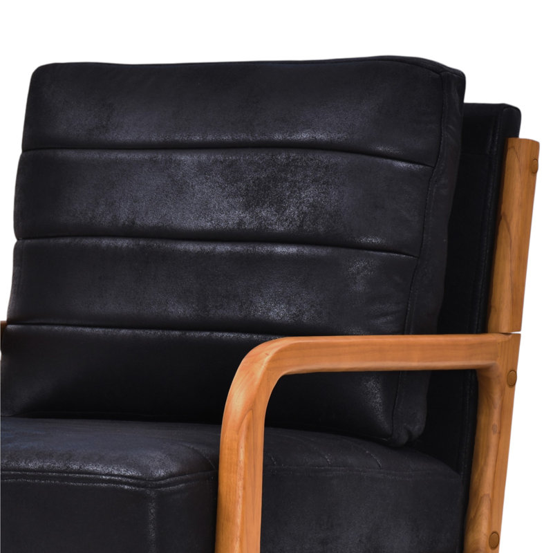 Chaises d'appoint rembourrées, fauteuils en bois métallisé, Black, 2