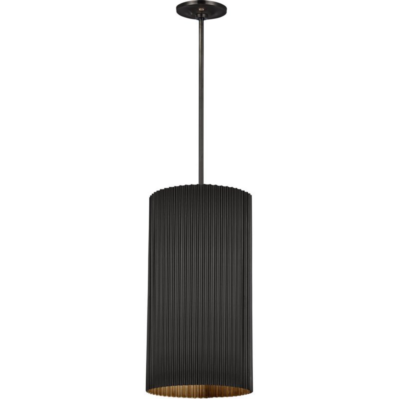 Marie Flanigan Rivers Small Fluted Pendant, Bronze, 55.5" H x 11" W x 11" D
