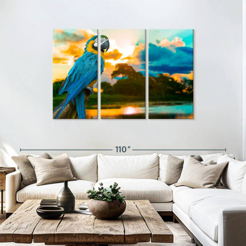 Macaw At Sunset, 48" H x 74" W